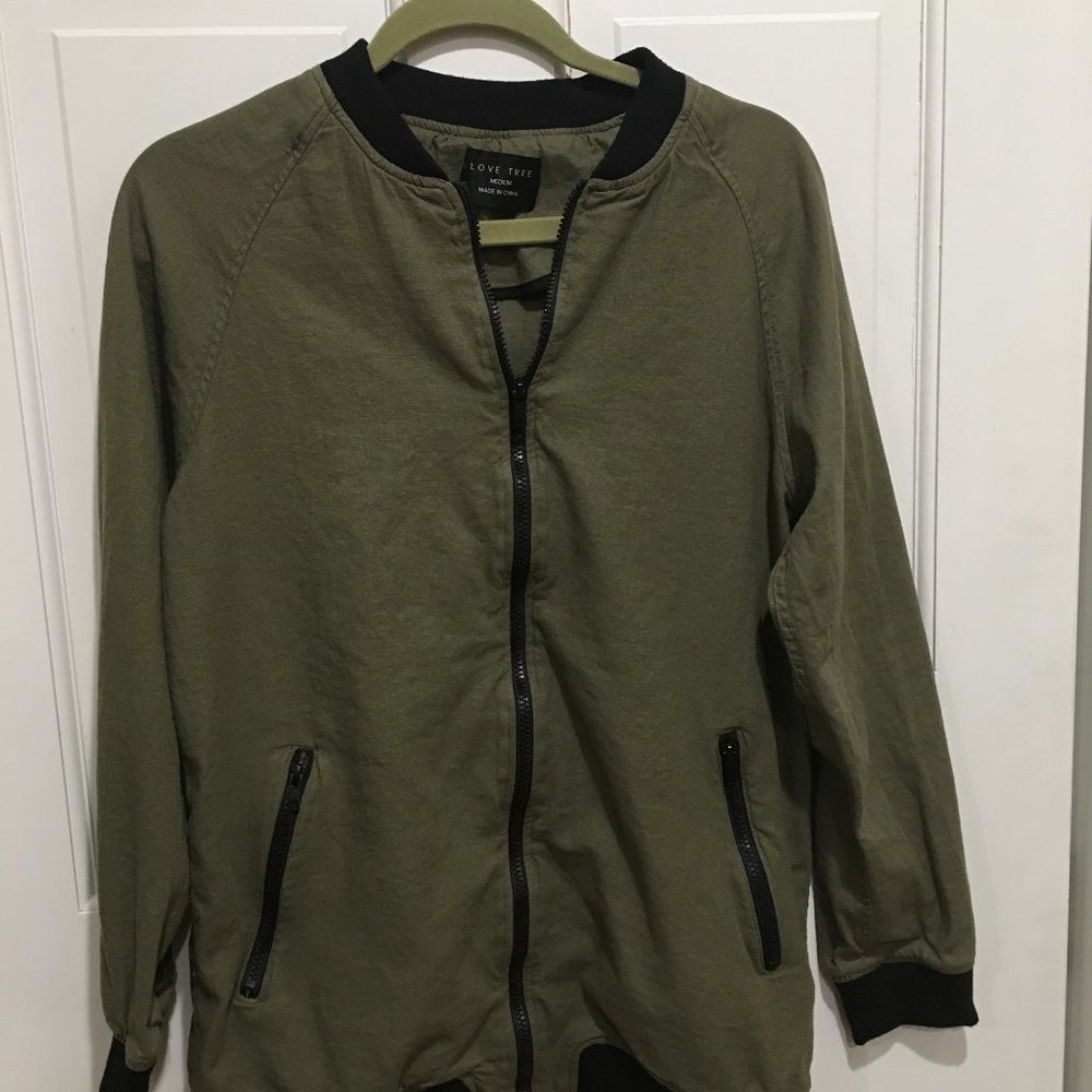 Love Tree Long Linen Zippered Jacket